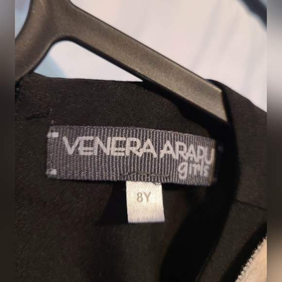 Black Dress with Tan Color Tie Detail at neck - Picture 3 of 3